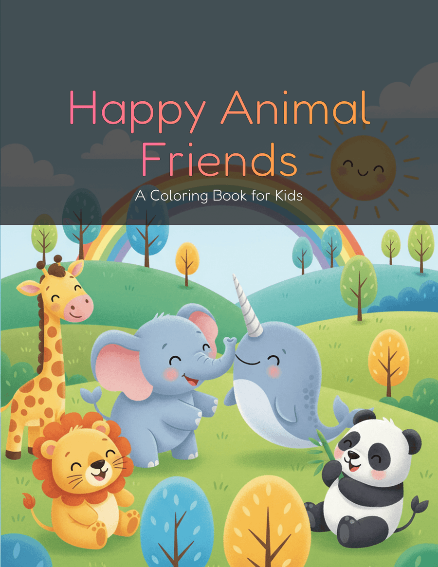 Real AI-generated coloring book cover, produced on this platform